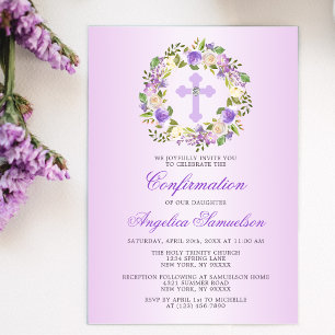 Watercolor Floral CONFIRMATION Purple Lavender Invitation