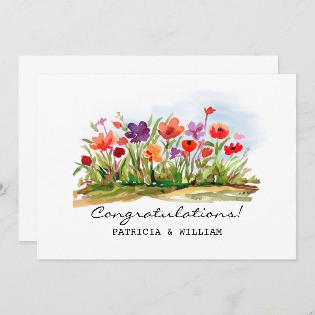 Watercolor Floral Congratulations Card (Front/Back)