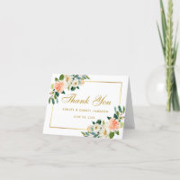 Watercolor Floral Coral Gold Wedding Note