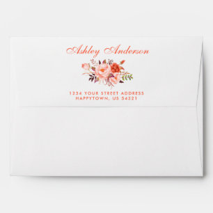 Watercolor Floral Coral Wedding Envelope