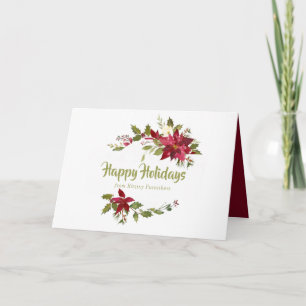 Watercolor Floral Corporate Christmas Holiday Card