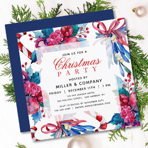 Watercolor Floral Corporate Christmas Party Invitation
