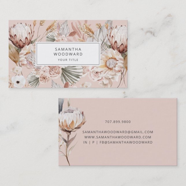 Watercolor Floral Cream Terracotta Business Card (Front/Back)