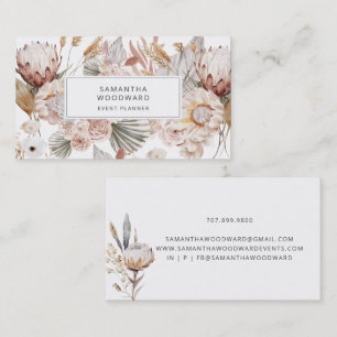 Watercolor Floral Cream Terracotta Event Planner Business Card