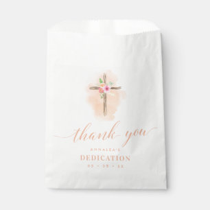 Watercolor Floral Cross Baby Dedication Favour Bag