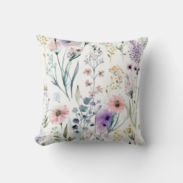 Watercolor floral cushion (Front)