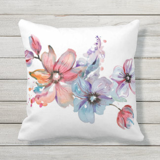 Watercolor floral cushion