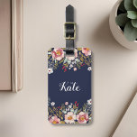 Watercolor Floral Custom Monogram Luggage Tag<br><div class="desc">Custom-designed monogram luggage tag featuring personalised monogram on a luscious watercolor floral bouquet design on the front,  editable contact information on the back.</div>