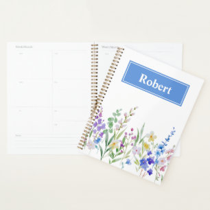 Watercolor Floral Custom Name Planner Cover Design