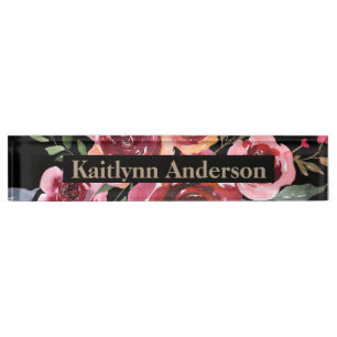 Watercolor Floral Custom Personalised Nameplate