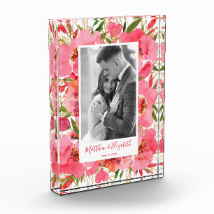Watercolor Floral Custom Wedding Photo Block