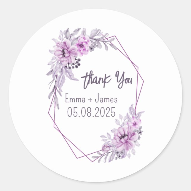 Watercolor Floral Customisable Text Sticker (Front)
