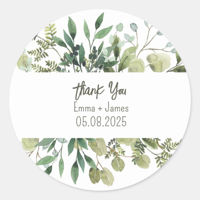 Watercolor Floral Customisable Text Sticker (Front)