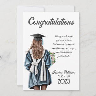 Watercolor Floral Dark Skin Girl Congratulations