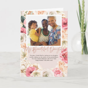 Watercolor Floral   Daughter Mother's Day Photo Ca Card