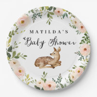 Watercolor floral deer woodland baby shower party