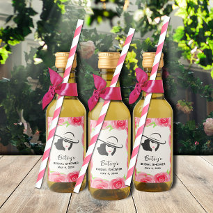 Watercolor Floral Derby Bridal Shower Favours Mini Wine Label