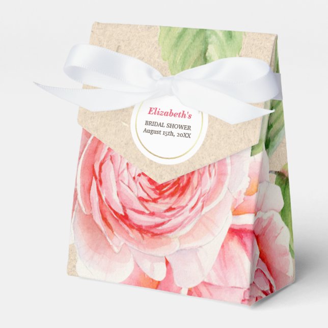 Watercolor Floral design Bridal Shower Favour Boxe Box (Front Side)