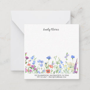 Watercolor Floral Design Custom Name and Address Card