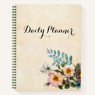 Watercolor Floral Design Daily Planner Notebook