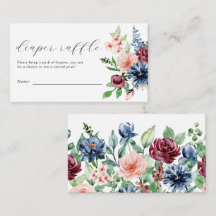 Watercolor Floral Diaper Raffle Baby Shower Enclosure Card