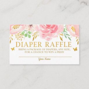 Watercolor Floral Diaper Raffle Card Girl Baby