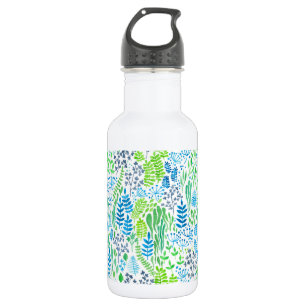 Watercolor floral doodles white 532 ml water bottle