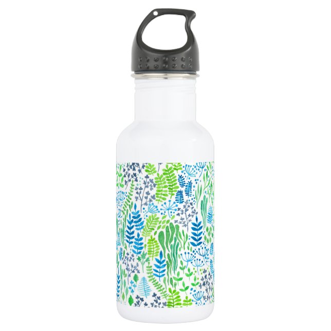 Watercolor floral doodles white 532 ml water bottle (Front)