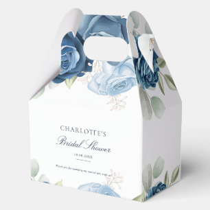 Watercolor Floral Dusty Blue Bridal Shower Favour Box