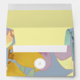 Watercolor Floral Dusty Blue Envelope