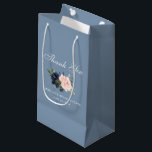 Watercolor Floral Dusty Blue Pink Bridal Shower Small Gift Bag<br><div class="desc">Watercolor Pink Blush Blue Floral Bridal Shower Thank You Gift Bag - Dusty Blue</div>