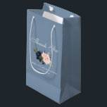 Watercolor Floral Dusty Blue Pink Bridal Shower Small Gift Bag<br><div class="desc">Watercolor Pink Blush Blue Floral Bridal Shower Thank You Gift Bag - Dusty Blue</div>