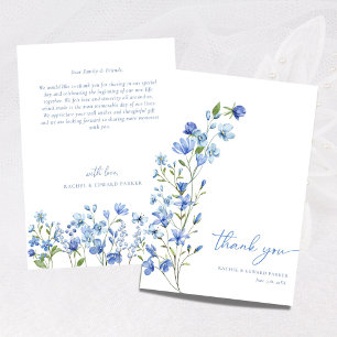 Watercolor Floral Dusty Blue Wedding Thank You Card