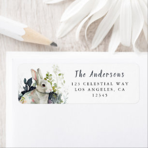 Watercolor Floral Easter Bunny Address Return Address Label