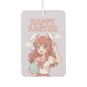 Watercolor Floral Easter Bunny Car Air Freshener