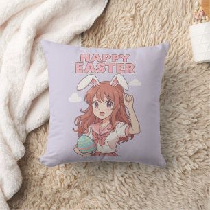 Watercolor Floral Easter Bunny Cushion