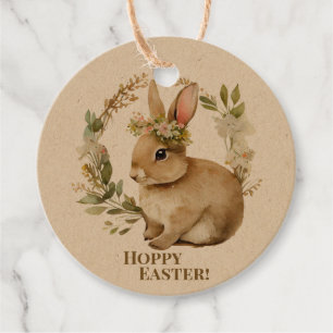 Watercolor Floral Easter Bunny Favour Tags
