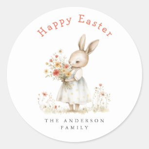 Watercolor Floral Easter Classic Round Sticker