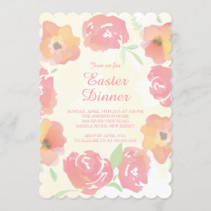 Watercolor Floral Easter Dinner Party Invitation