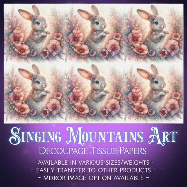 Watercolor Floral Easter Rabbit Decoupage Tissue Paper (Creator Uploaded)