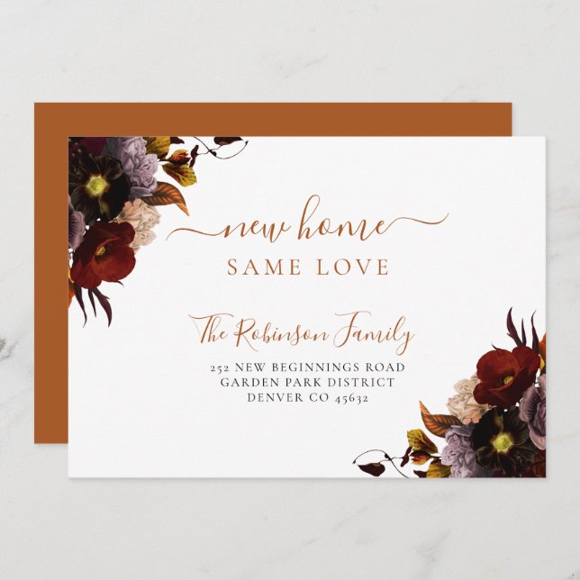 Watercolor floral elegant chic moving announcement (Front/Back)