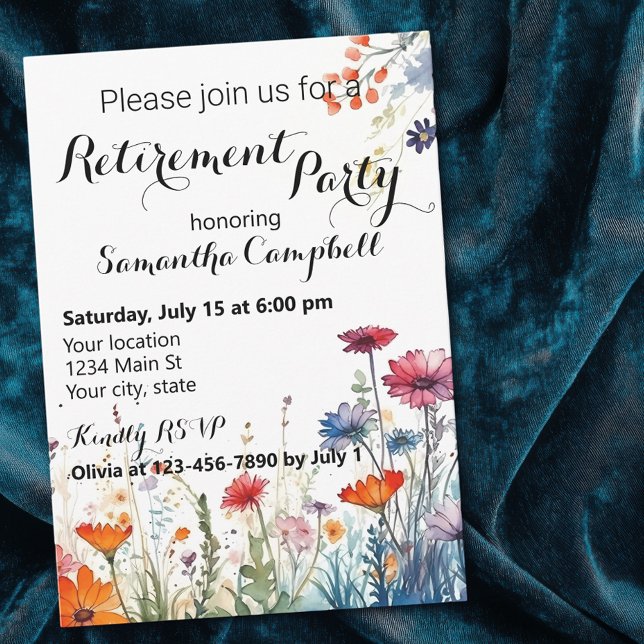 Watercolor Floral Elegant Retirement Party  Invitation (Creator Uploaded)