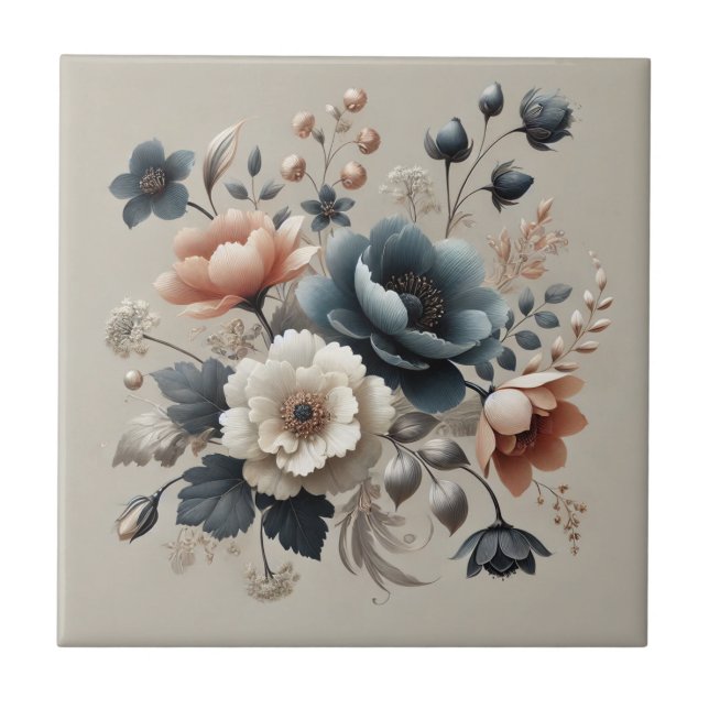 Watercolor Floral Elegant Spring Design Ceramic Tile (Front)