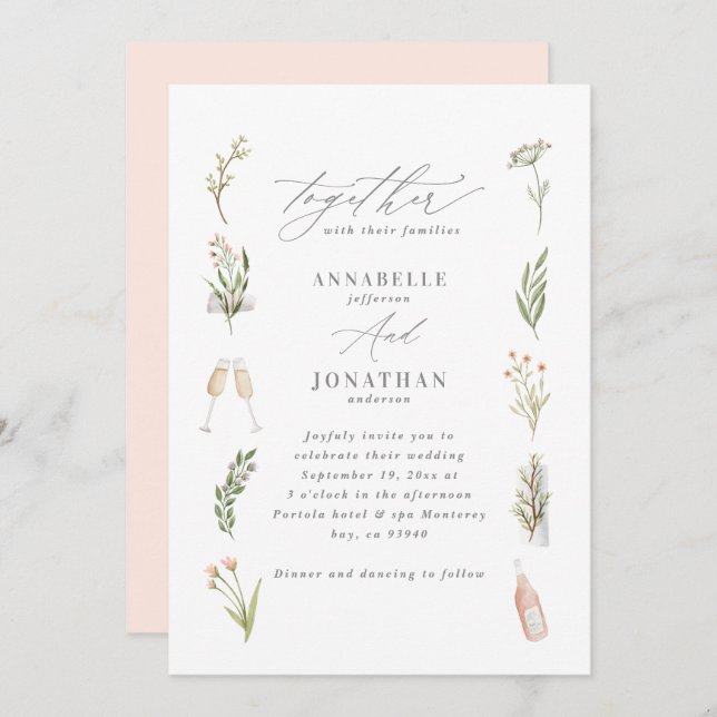 Watercolor floral elegant wildflower pretty rustic (Front/Back)