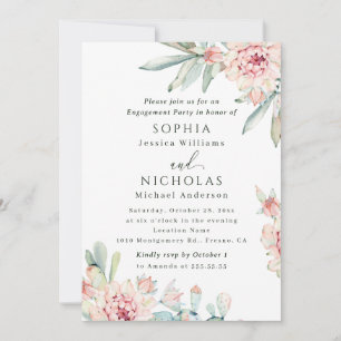 Watercolor Floral Engagement Party. Boho Botanical Invitation