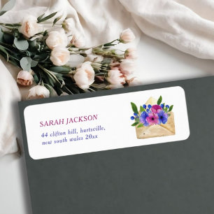 Watercolor Floral Envelope l We've Moved Address Return Address Label