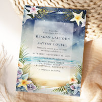 Watercolor Floral Evening Beach Scene Wedding