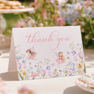 Watercolor Floral Fairy Thank You Card