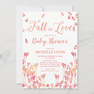 Watercolor Floral Fall Girl Baby Shower Invitation