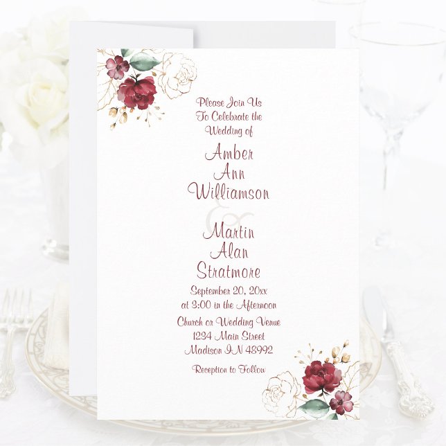 Watercolor Floral Fall Jewel Tone Romantic  Invitation (Creator Uploaded)